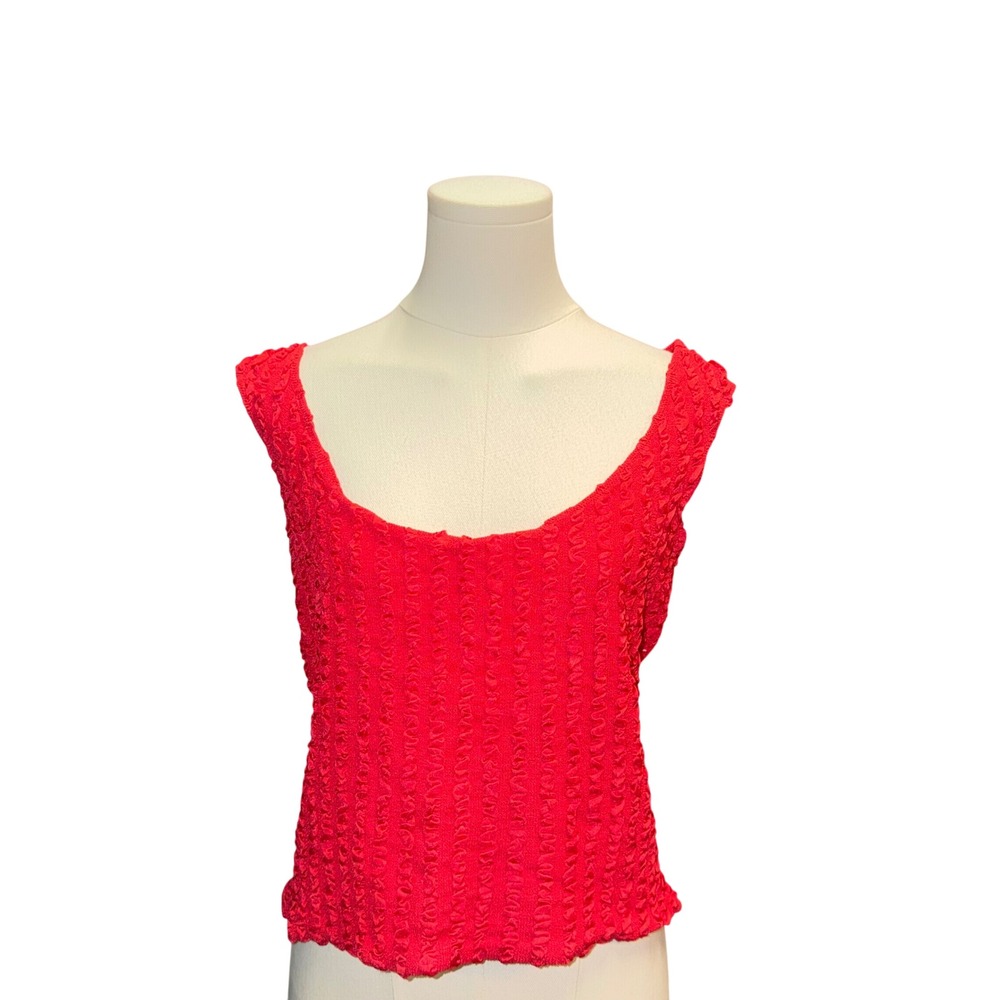 Blugirl Blumarine Tank Top Women 14 Red Good Textured Ruched Y2K Made in Italy